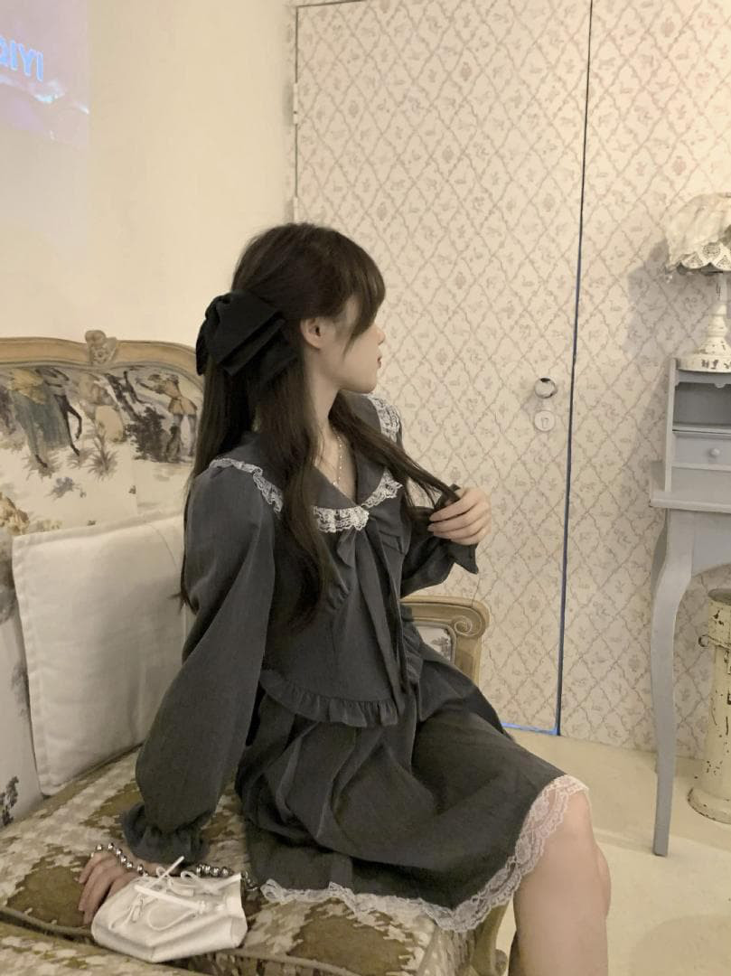 大きいサイズ レディース ワンピース　レトロ　重ね着風　春 秋冬 新品 長袖