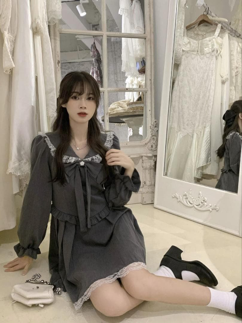 大きいサイズ レディース ワンピース　レトロ　重ね着風　春 秋冬 新品 長袖