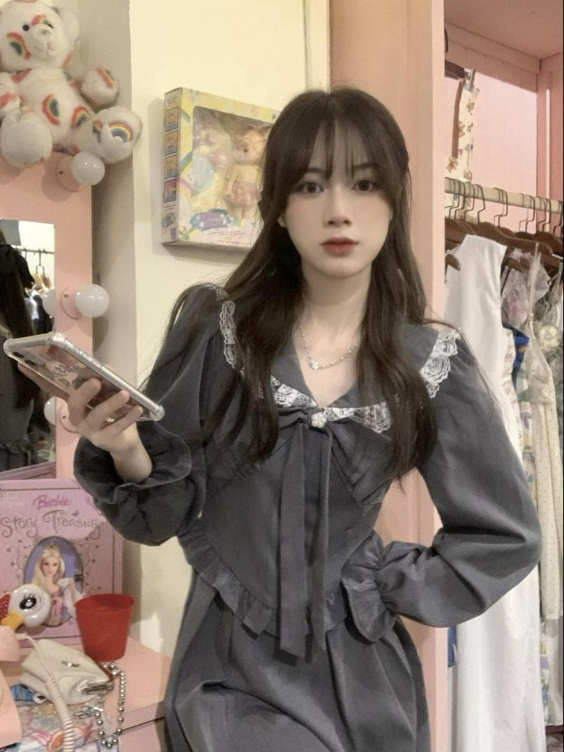 大きいサイズ レディース ワンピース　レトロ　重ね着風　春 秋冬 新品 長袖