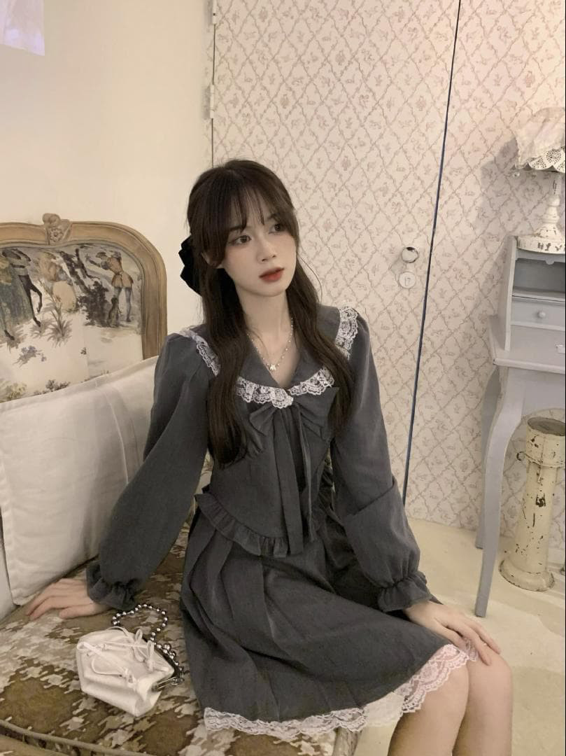 大きいサイズ レディース ワンピース　レトロ　重ね着風　春 秋冬 新品 長袖