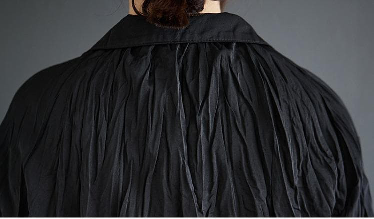 大きいサイズ トップス　くしゅくしゅ　レディース 秋冬　春 新品 長袖　ブラック