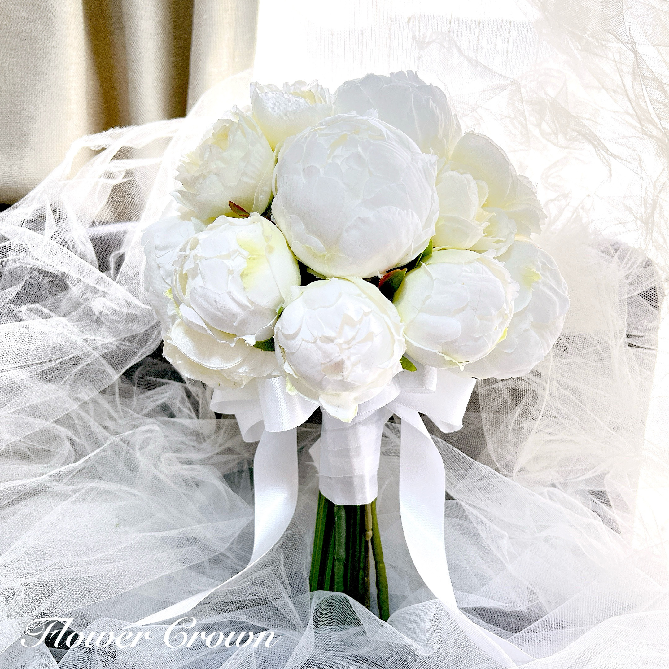 アーティフィシャルフラワーブーケ ピオニーブーケ クラッチブーケ ラウンドブーケ ウエディングブーケ 造花　芍薬