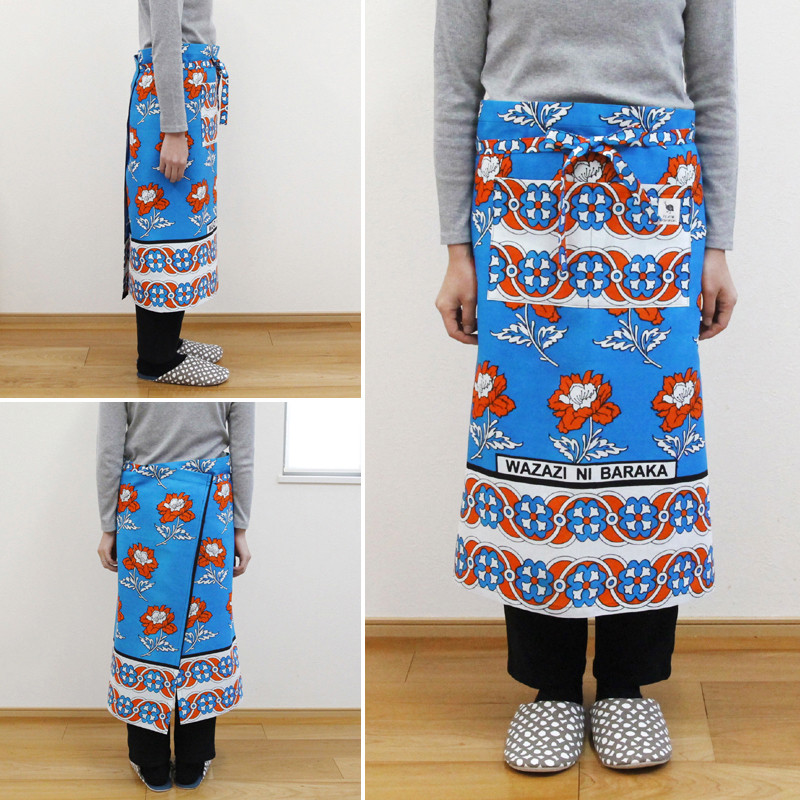 カンガのソムリエ・エプロン（ リーフ ）ユニセックス カフェ ロング キャンプ アウトドア