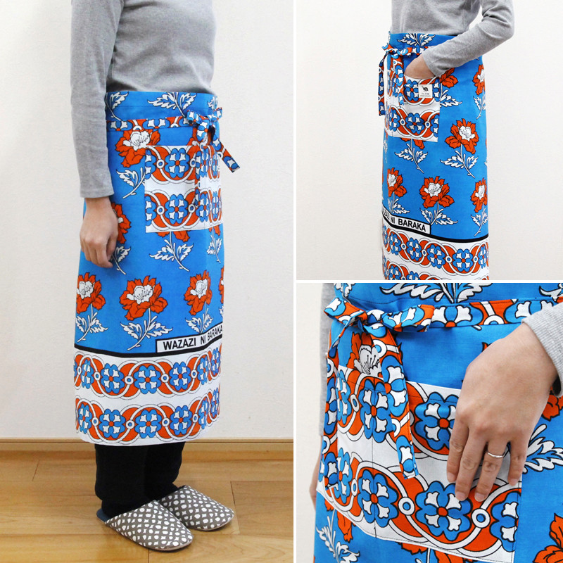 カンガのソムリエ・エプロン（ リーフ ）ユニセックス カフェ ロング キャンプ アウトドア