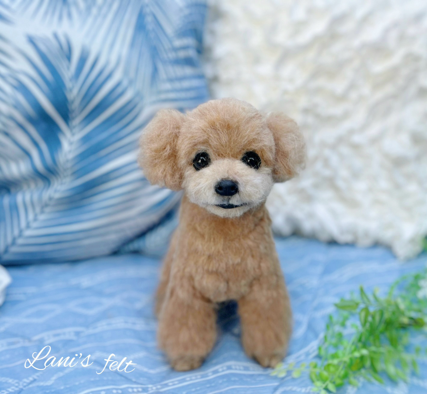 世界でたった一つ♡オーダー　羊毛フェルト 犬♡プードル　イニシャルネックレス付き