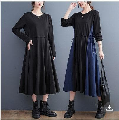 大きいサイズ レディース 秋　冬 ワンピース　新品 長袖　春　ブルー