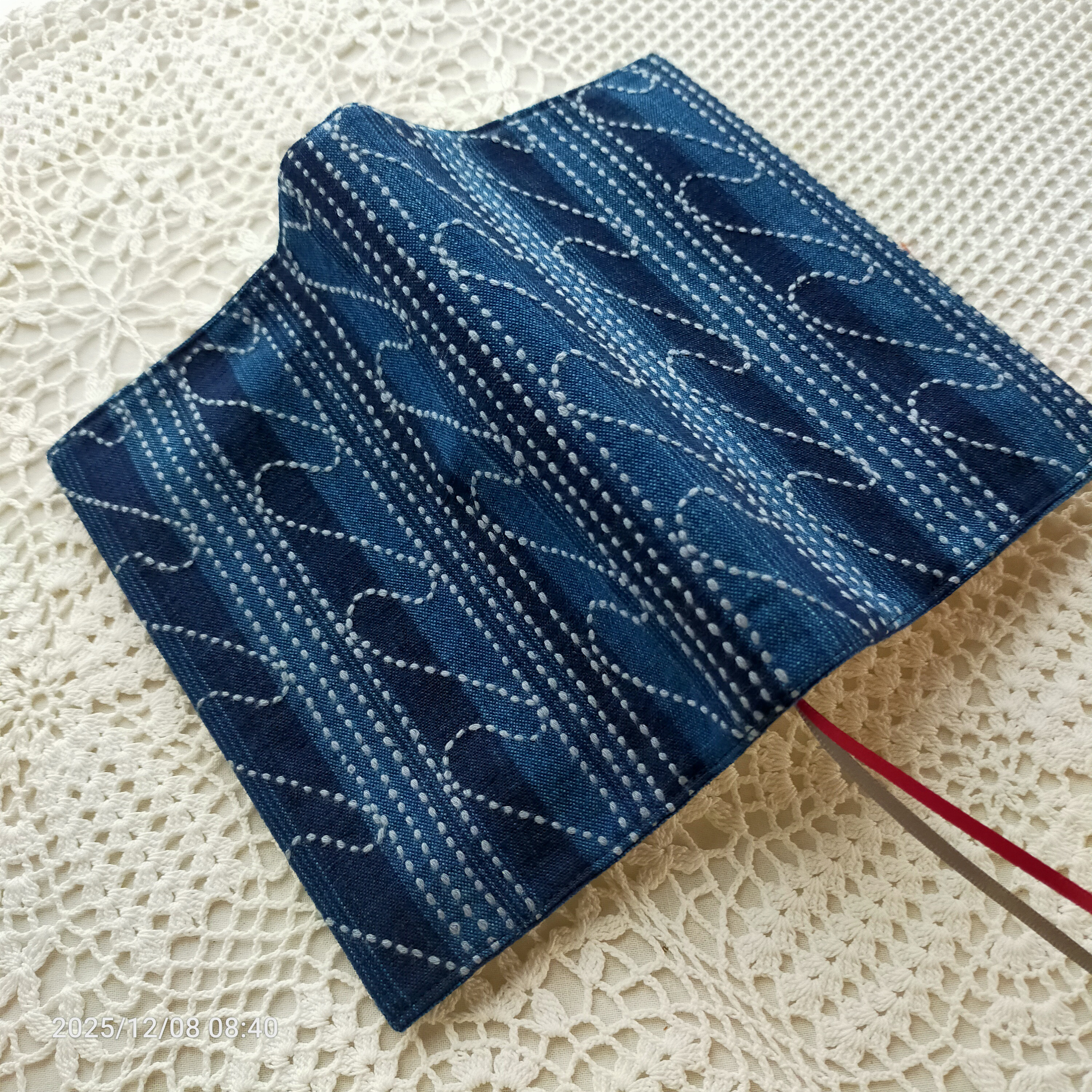 自分時間を楽しむ　刺し子　ブックカバー（文庫)　　正藍染松阪木綿