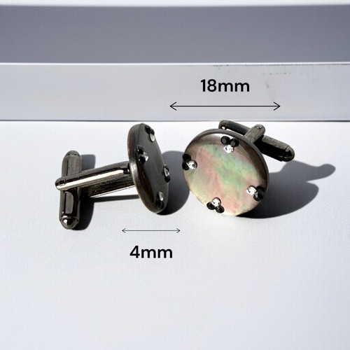 深霞（みかすみ）の黒蝶貝スタッド カフスボタン Premium 232 タイピン