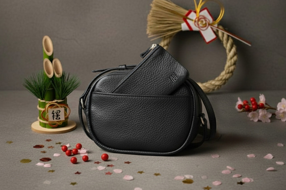 Creema限定新春福袋〈竹〉ミニショルダーバッグ 　L字ファスナーコインケース　日本製　ma-01+apo-12 1枚目の画像