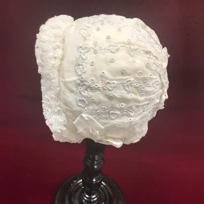 綿ローンレース飾りボネ（No.3015）