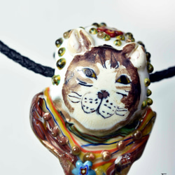 猫　とんぼ玉 トンボ玉 蜻蛉玉 ペンダントトップ   モレッティ   ハンドメイド 13175-472 ネックレス 3枚目の画像