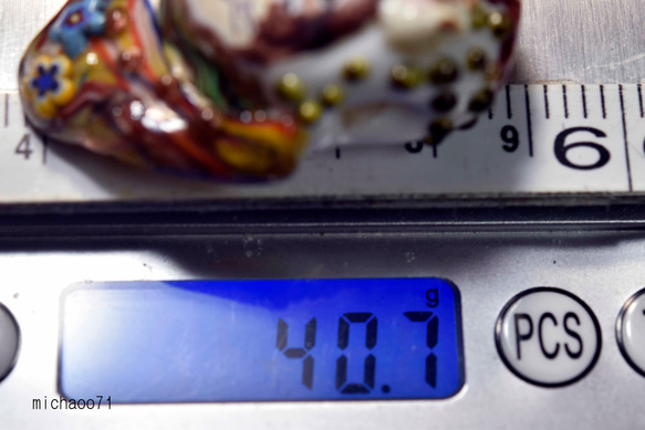 猫　とんぼ玉 トンボ玉 蜻蛉玉 ペンダントトップ   モレッティ   ハンドメイド 13175-472 ネックレス 5枚目の画像