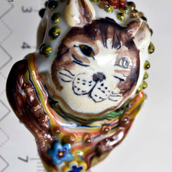 猫　とんぼ玉 トンボ玉 蜻蛉玉 ペンダントトップ   モレッティ   ハンドメイド 13175-472 ネックレス 6枚目の画像