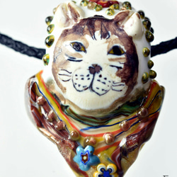 猫　とんぼ玉 トンボ玉 蜻蛉玉 ペンダントトップ   モレッティ   ハンドメイド 13175-472 ネックレス 1枚目の画像