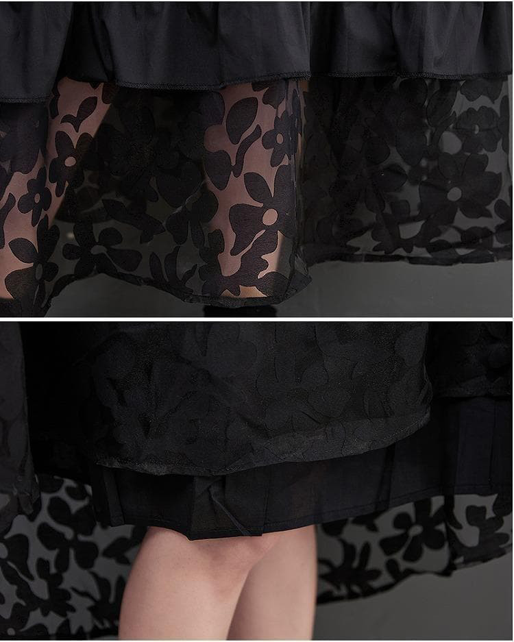 大きいサイズ　レディース　秋冬　ロング　ワンピース　花柄　フリル　長袖