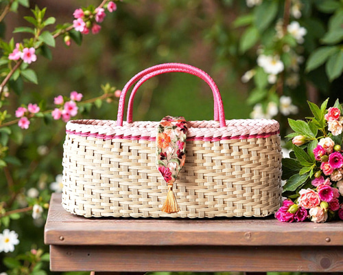 カネマツ デイジー刺繍 かごバッグ カネマツ デイジー刺繍 かごバッグ カネマツ デイジー刺繍 かごバッグ