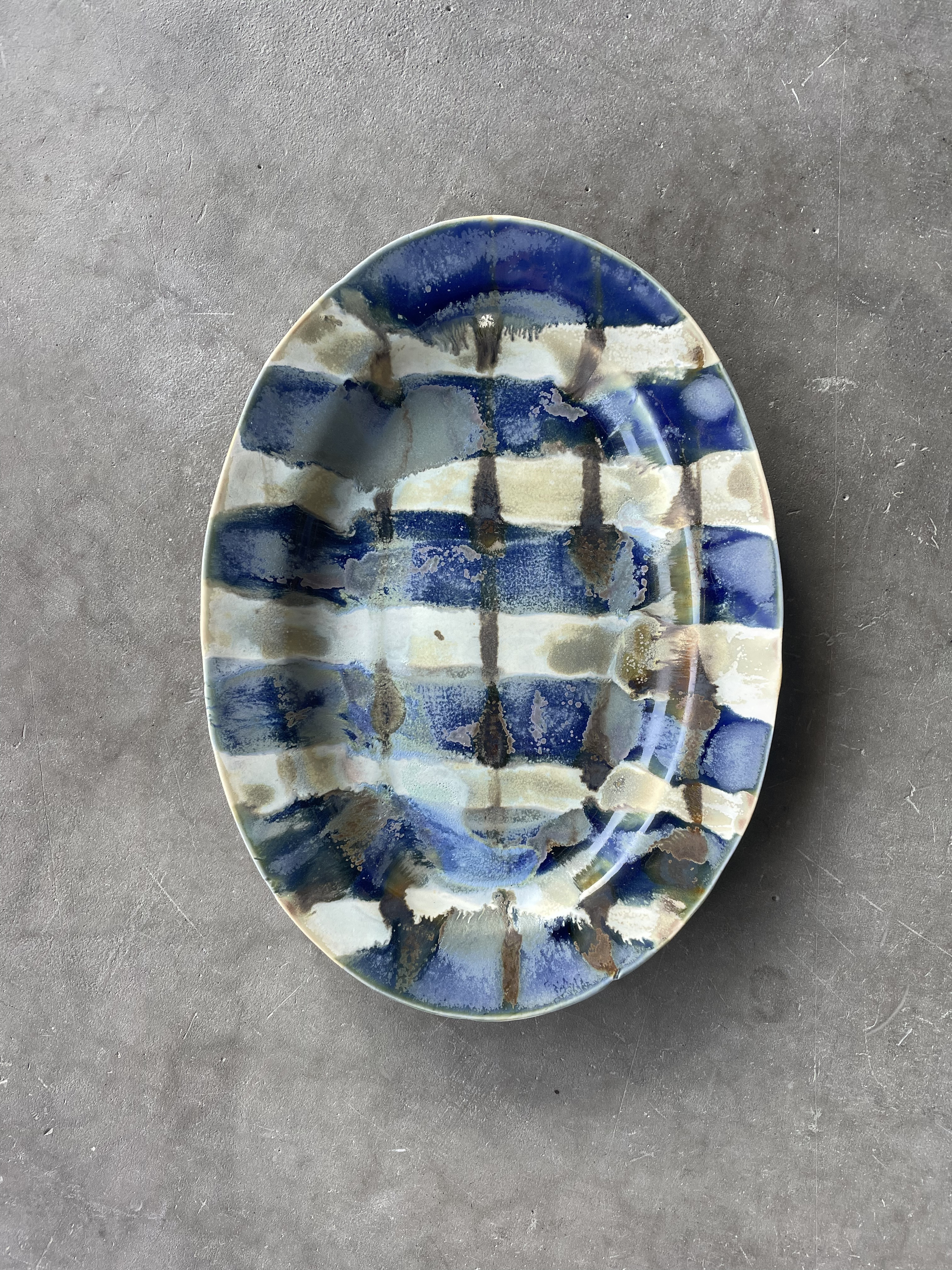 「冬凪（ふゆなぎ）のオーバル皿」オーバル皿 大皿 プレート 和食器　電子レンジ、食洗機ok