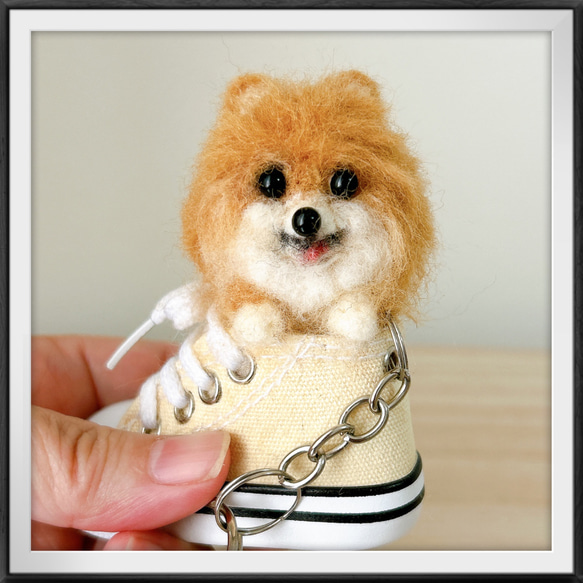 羊毛フェルト ポメラニアン ハンドメイド　犬　ぬいぐるみ　置物 羊毛フェルト ポメラニアン キーホルダー 置き物 プレゼント