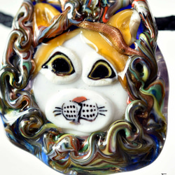 フクロウのトンボ玉 ガラスのジュエリー ペンダントトップ（11867-479