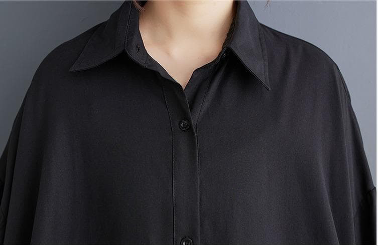 大きいサイズ 新品 秋冬 アシメ イレギュラー ロング シャツ ワンピース