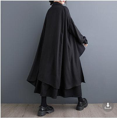 大きいサイズ 新品 秋冬 アシメ イレギュラー ロング シャツ ワンピース
