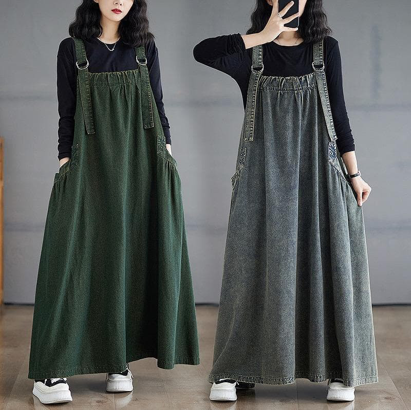 大きいサイズ サロペット　ワンピース　グリーン　レディース 秋冬　春 新品