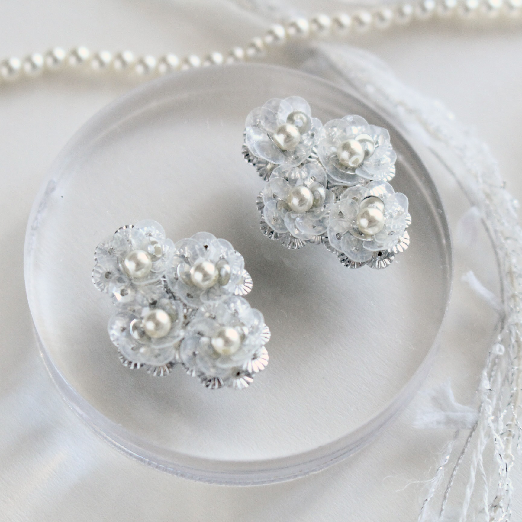petal wreath｜dia【silver】ピアス/イヤリング　ヴィンテージプチパール