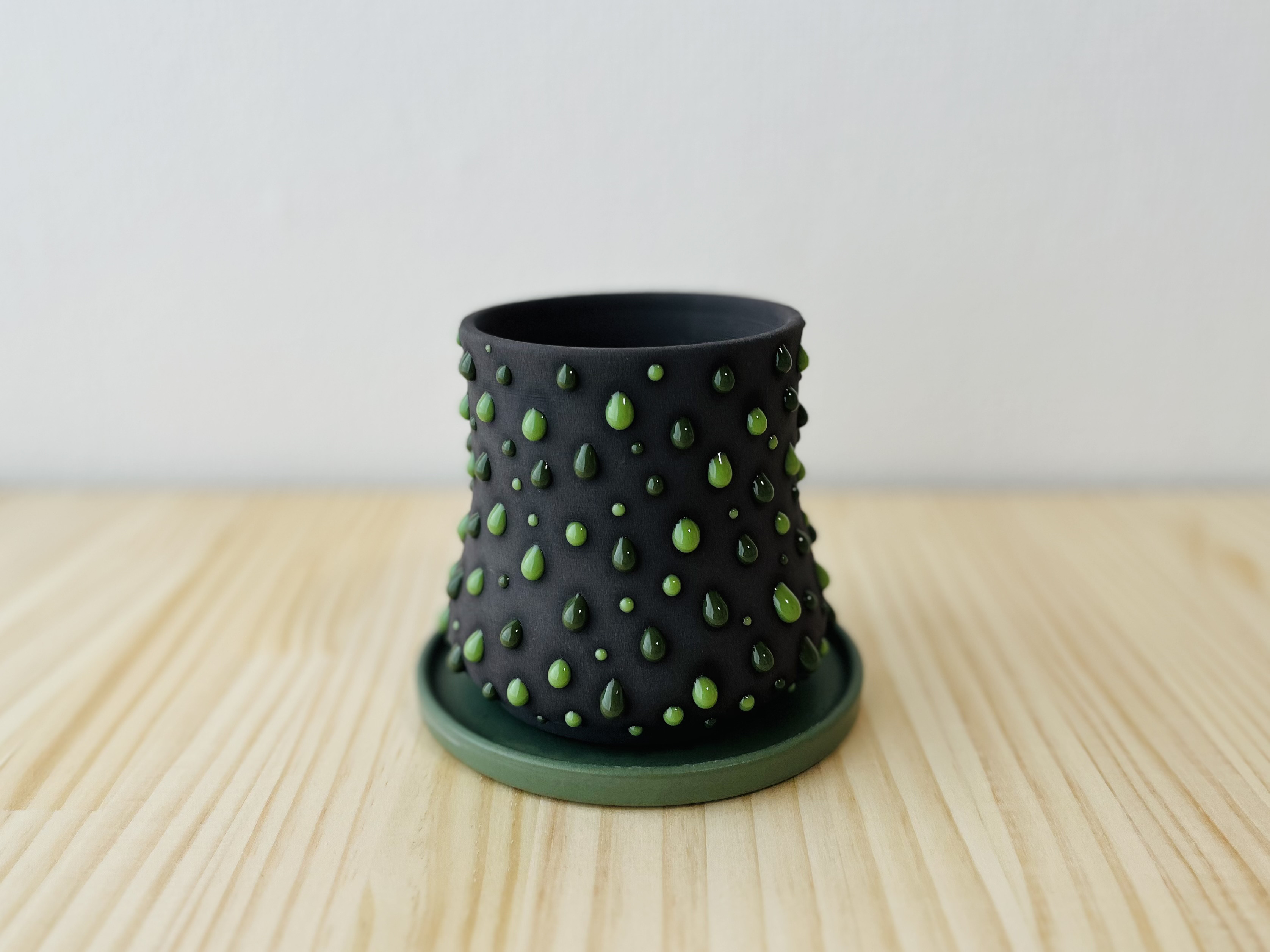 植木鉢 : スライムポット    S size / 黒×緑&黄緑