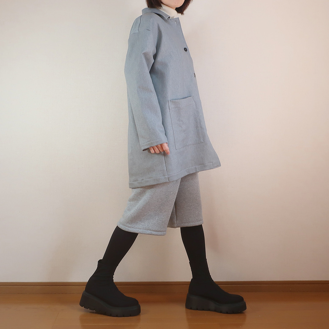 とろけるコットン裏起毛 防寒 アンダーにも ひざ下ハーフパンツ（裏起毛コットン／グレー）