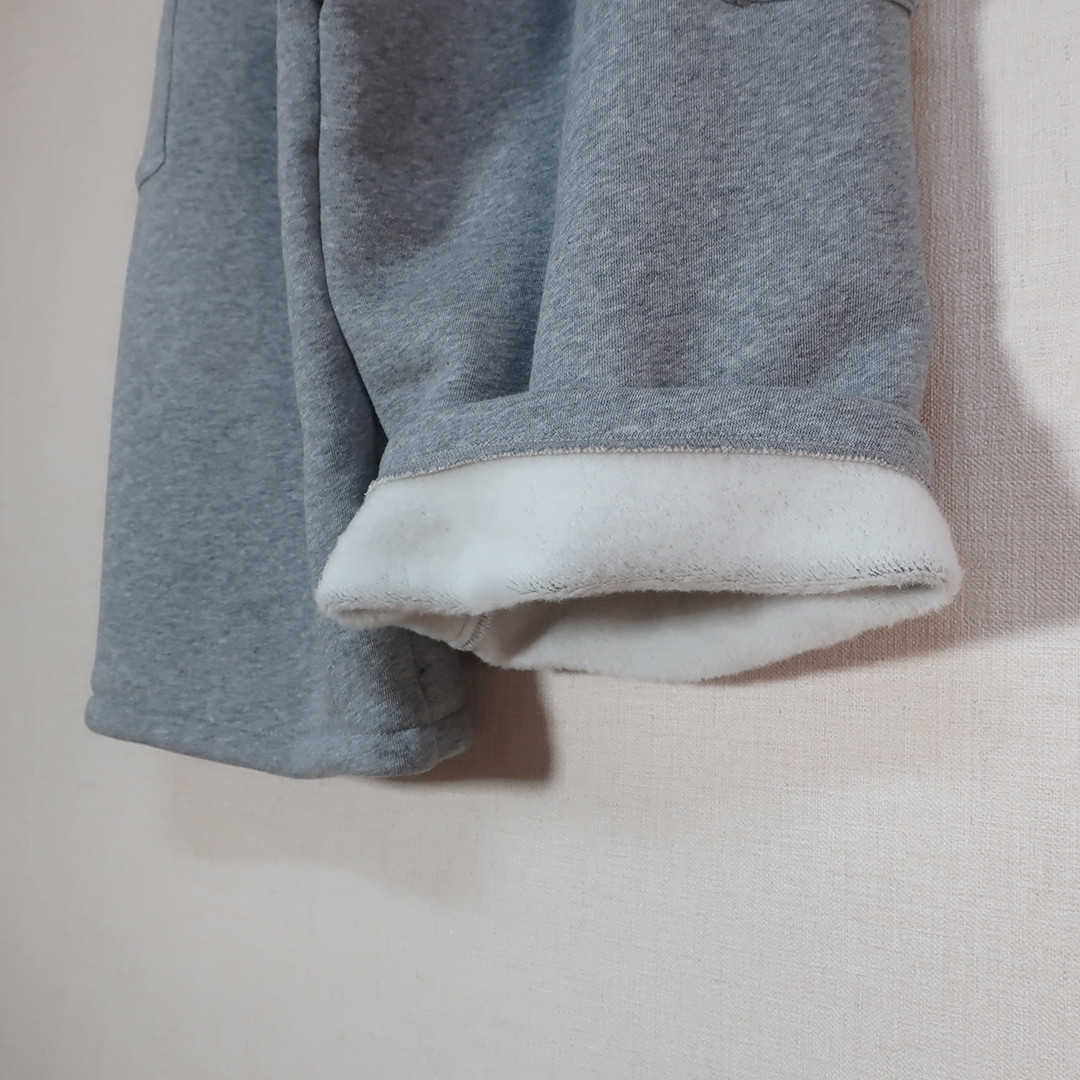 とろけるコットン裏起毛 防寒 アンダーにも ひざ下ハーフパンツ（裏起毛コットン／グレー）