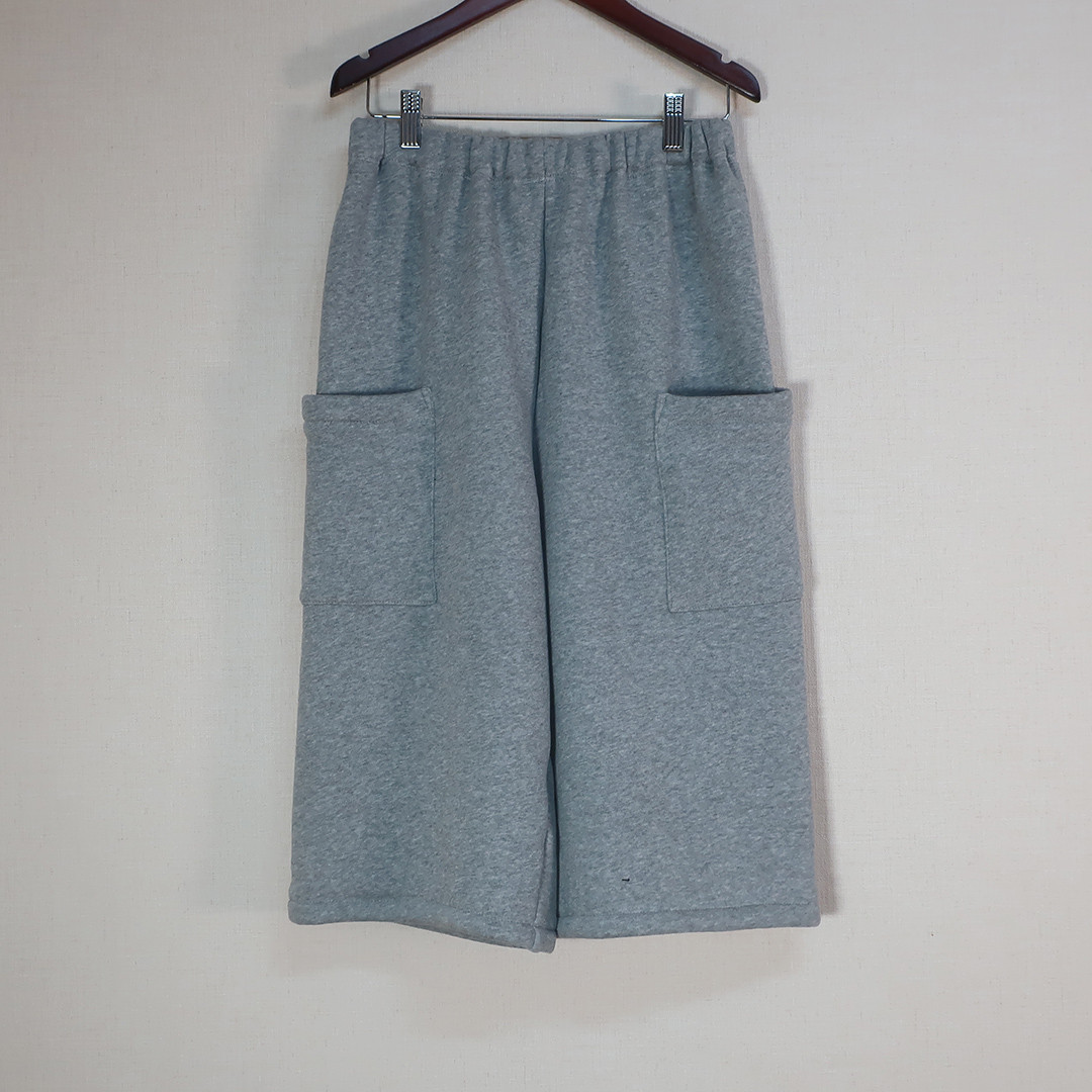 とろけるコットン裏起毛 防寒 アンダーにも ひざ下ハーフパンツ（裏起毛コットン／グレー）