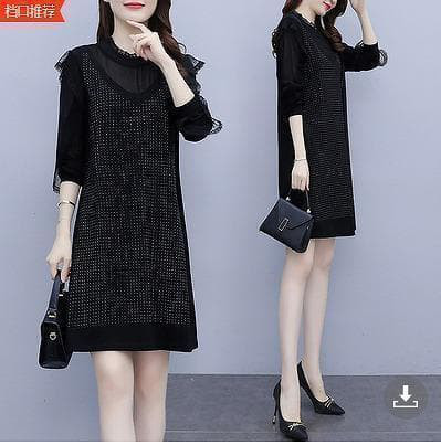大きいサイズ レディース 秋冬 ワンピース　フリル　新品 長袖　韓国　レース｜詳細画像