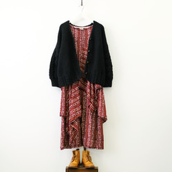 兵児帯リメイク 総絞りドレープワンピース アンサンブル 着物リメイク