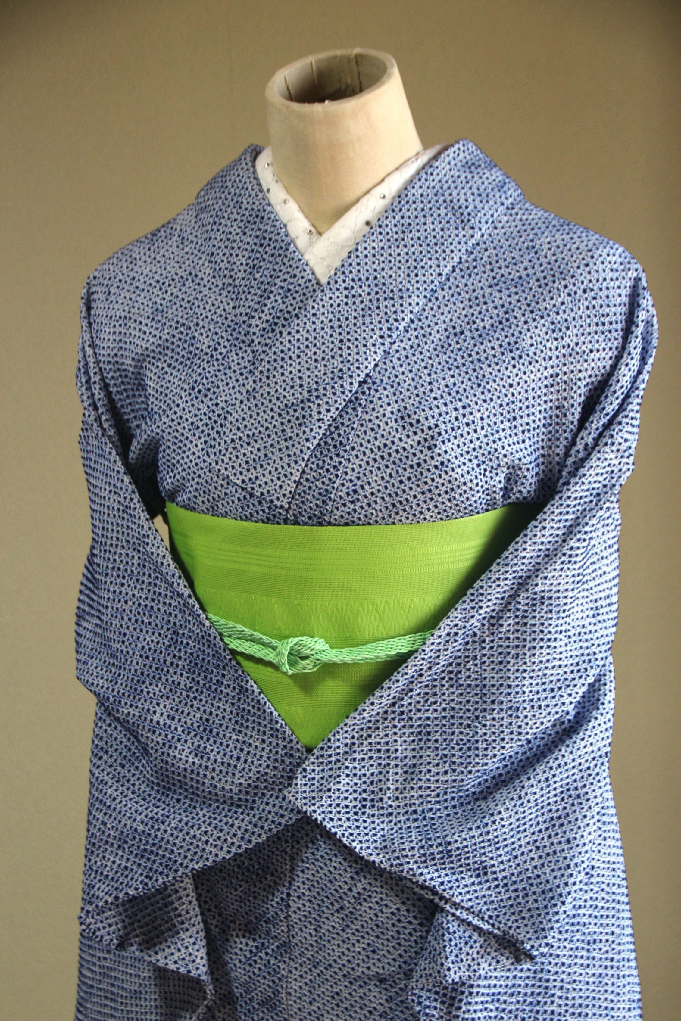 ◇現代 有松鳴海絞　浴衣◇【濃紺】ノーブルな雰囲気の総疋田③　袖長め裄67ｃｍ　総手縫い木綿浴衣