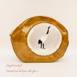 一つ限りの流木アート 雪原のタンチョウ 鶴のジオラマ レジンアート N2 5枚目の画像