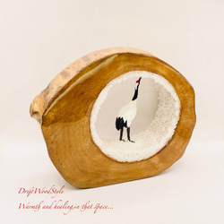 一つ限りの流木アート 雪原のタンチョウ 鶴のジオラマ レジンアート N2 7枚目の画像