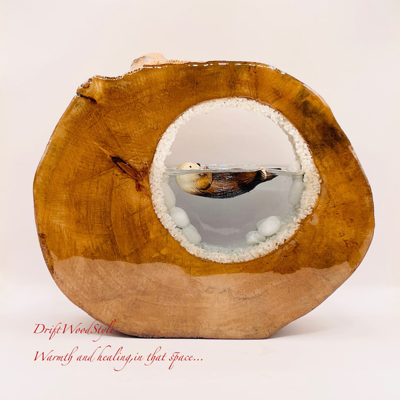 一つ限りの流木アート 海に浮かぶラッコ ジオラマ 流木 フィギュア 置物 インテリア レジン テラリウム 生き物 N36 6枚目の画像