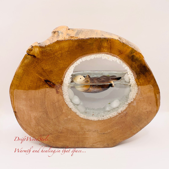 一つ限りの流木アート 海に浮かぶラッコ ジオラマ 流木 フィギュア 置物 インテリア レジン テラリウム 生き物 N36 7枚目の画像