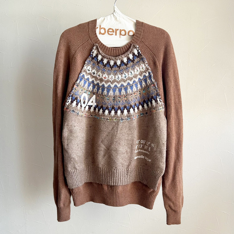 ジャガードニットパーツドッキングPO/BROWN×BROWN