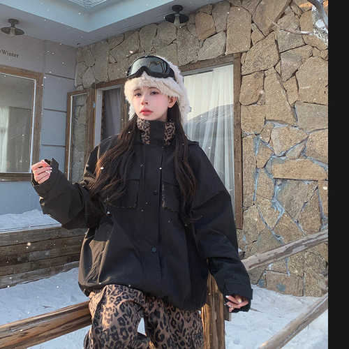 限定セール スノボウェア 上下セット ヒョウ柄 黒 撥水 3L メンズ