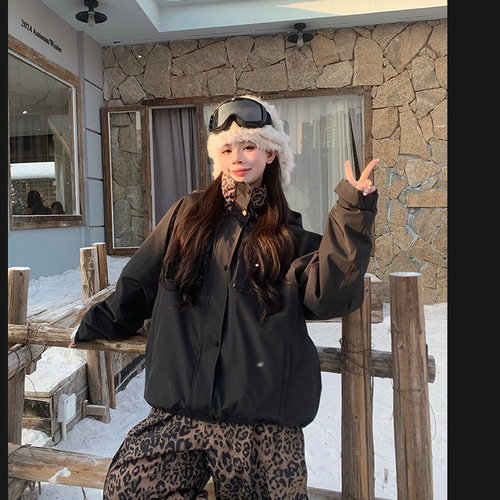 限定セール スノボウェア 上下セット ヒョウ柄 黒 撥水 3L メンズ