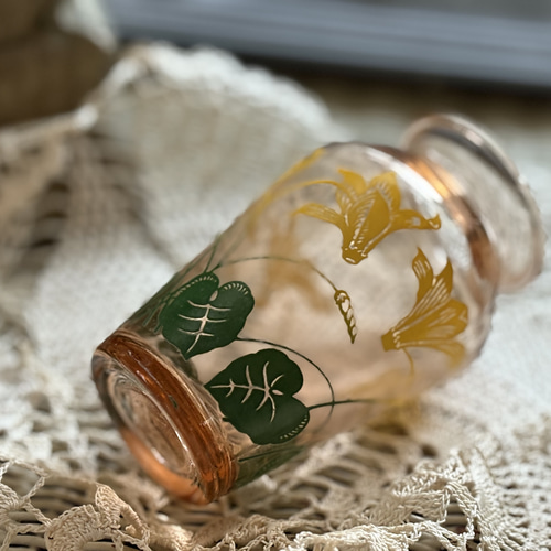 フランスアンティーク 小さなフラワーベース ピンクガラス 1950年代