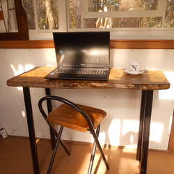 自然形 ひのきアイアンテーブル・イスセット 12－17 机・デスク