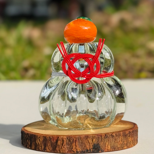 new!》一輪挿しになる‼︎2way花咲く琉球ガラスの鏡餅・モール餅タイプ