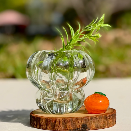 new!》一輪挿しになる‼︎2way花咲く琉球ガラスの鏡餅・モール餅タイプ