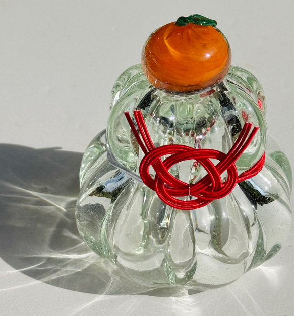 new!》一輪挿しになる‼︎2way花咲く琉球ガラスの鏡餅・モール餅タイプ