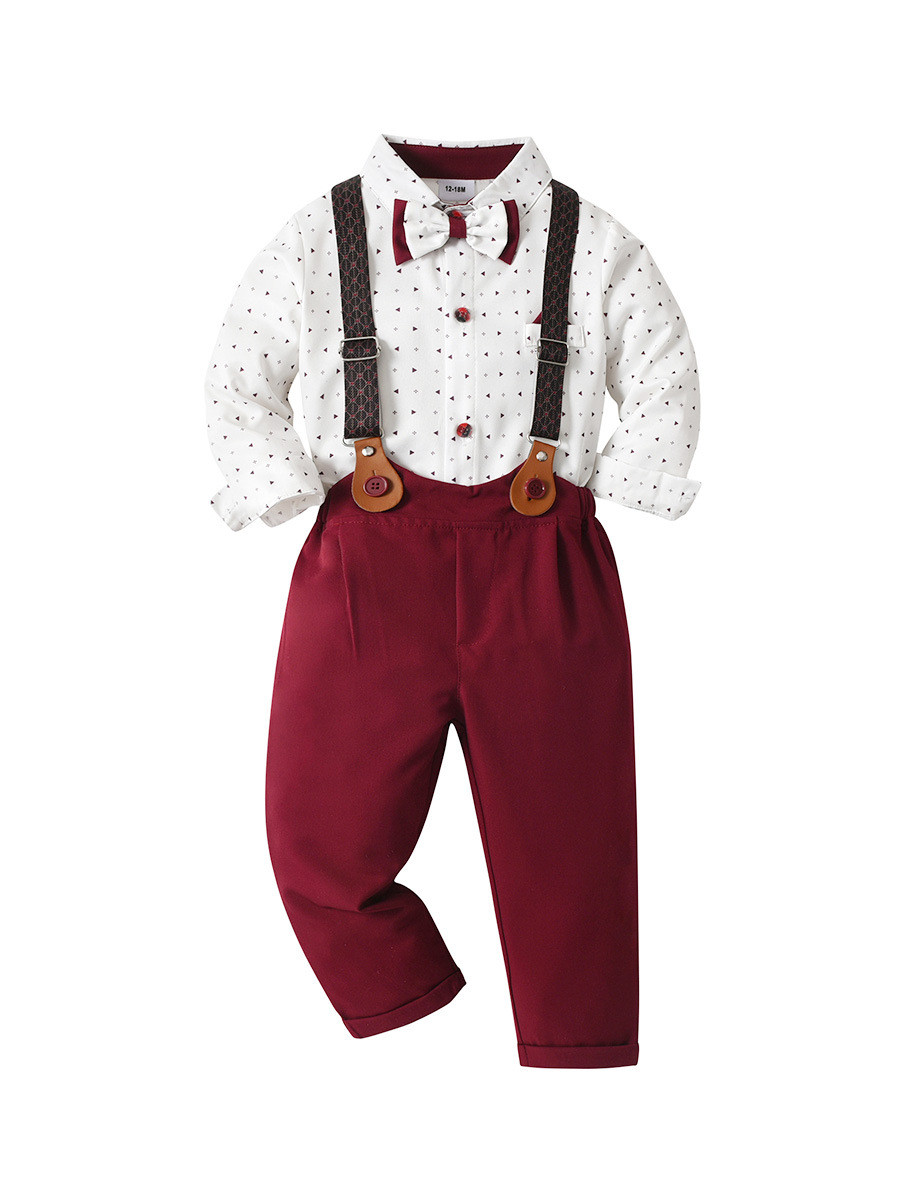 男の子フォーマルスーツ子供服ブレザー  ベビー服 3点セット シャツ パンツ サスペンダー 卒園式 入園式 七五三