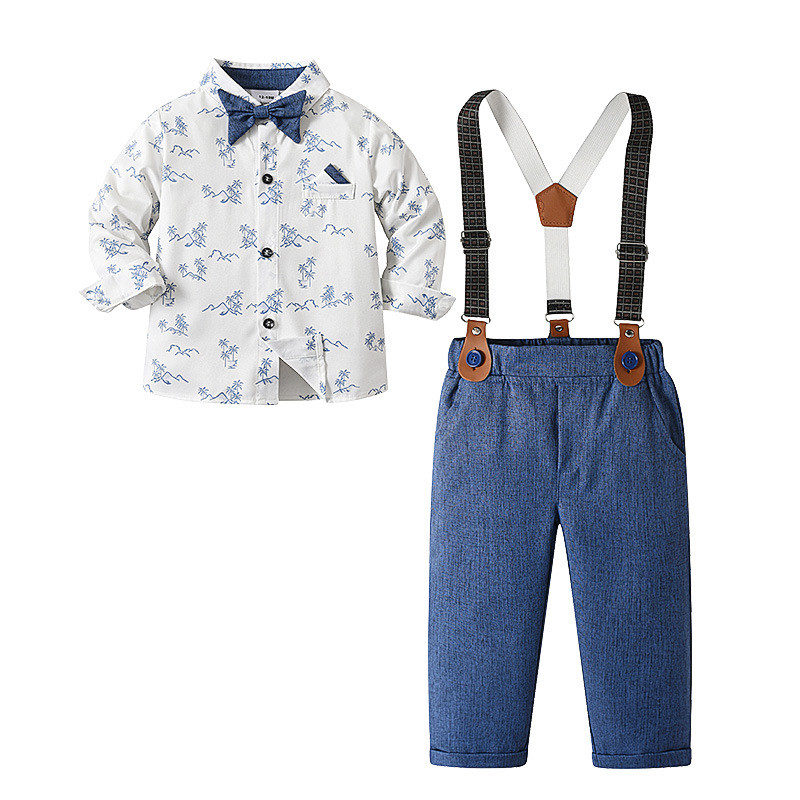 男の子フォーマルスーツ子供服ブレザー  ベビー服 3点セット シャツ パンツ サスペンダー 卒園式 入園式 七五三