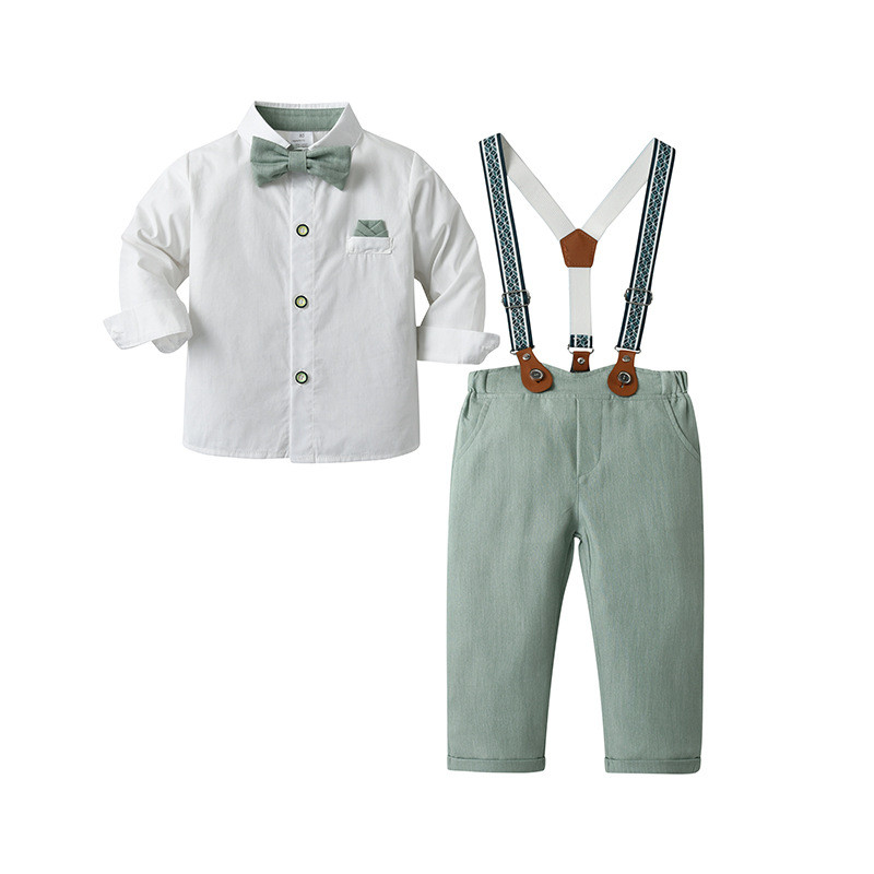 男の子フォーマルスーツ子供服ブレザー  ベビー服 3点セット シャツ パンツ サスペンダー 卒園式 入園式 七五三