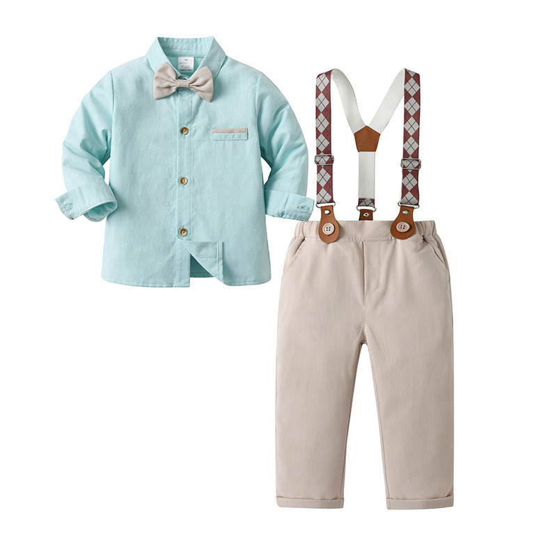 男の子フォーマルスーツ子供服ブレザー  ベビー服 3点セット シャツ パンツ サスペンダー 卒園式 入園式 七五三
